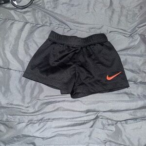 Nike Toddler Black Athletic Shorts with Pink Swoosh